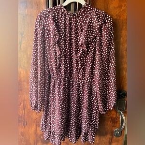 Burgundy spring long sleeve dress